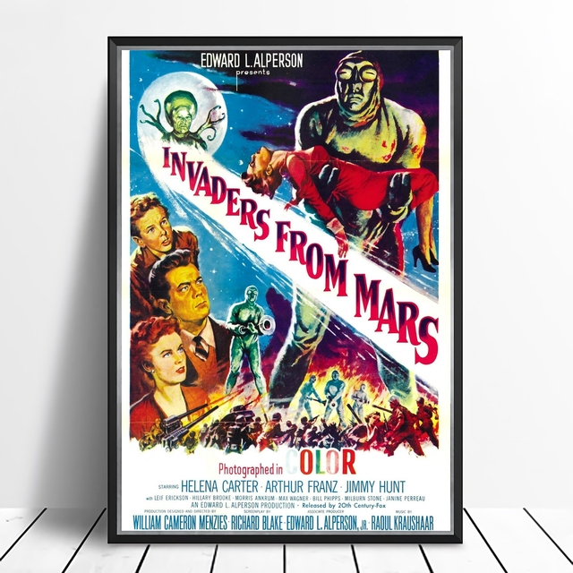 Najeźdźcy z Marsa (1953) - plakat amerykański SuperCinecolor Science Fiction Film z nadrukiem - Wianko - 1