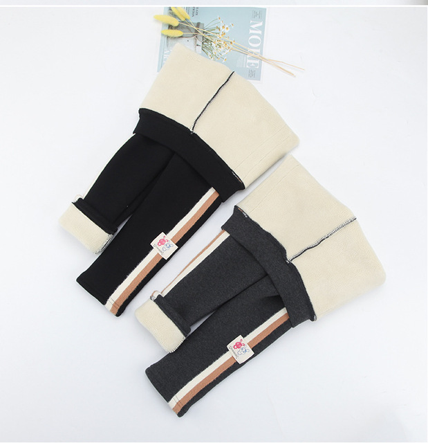 Ciepłe spodnie zimowe dla dziewczynek legginsy aksamitne spodnie dresowe paski grube rozciągliwe 3-10 lat - Wianko - 12