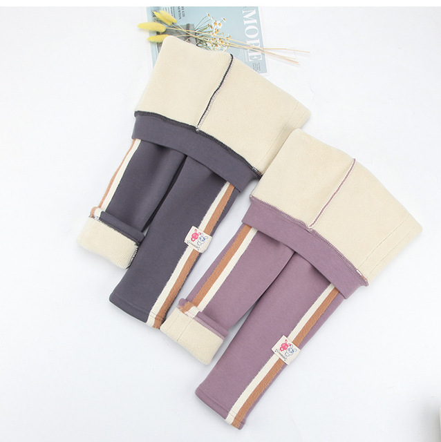 Ciepłe spodnie zimowe dla dziewczynek legginsy aksamitne spodnie dresowe paski grube rozciągliwe 3-10 lat - Wianko - 11