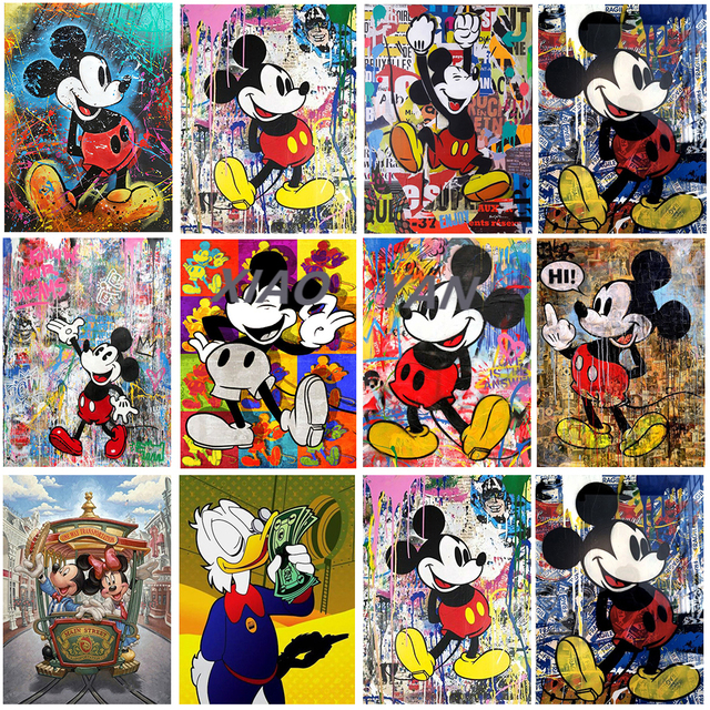 Diamentowy obraz 5D Disney Graffiti Art Mickey Mouse kaczor Donald - zestaw do szycia diamentowego haftu pełen dekoracji domu - Wianko - 14