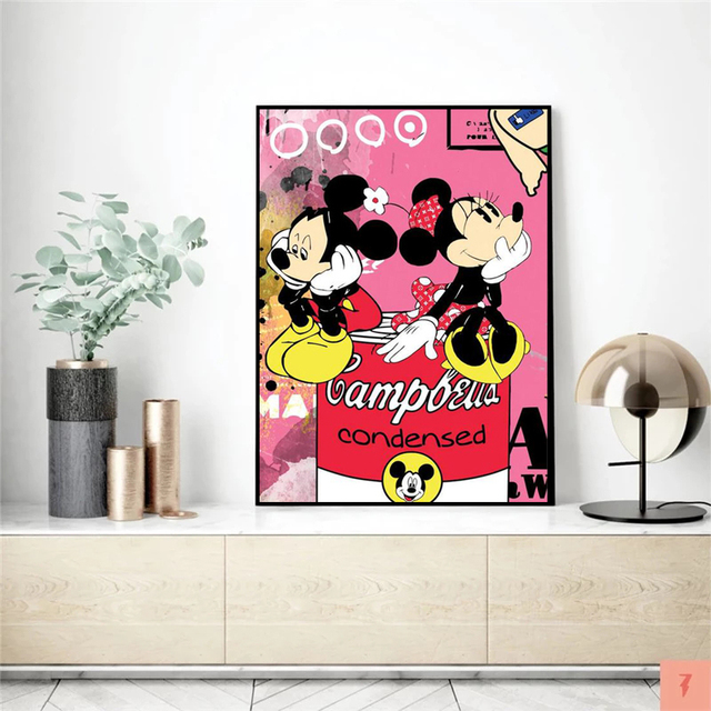 Obrazy na płótnie z Myszką Mickey i Pink Leopardem - dekoracja pokoju dziecięcego z motywem Disneya - Wianko - 4