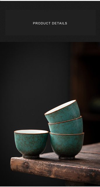 Filiżanka ceramiczna z turkusową glazurowaną powierzchnią, 45 ml, idealna do herbaty Kung Fu i picia napojów tradycyjnym stylem chińskim - Wianko - 17
