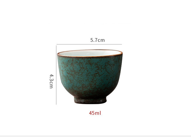 Filiżanka ceramiczna z turkusową glazurowaną powierzchnią, 45 ml, idealna do herbaty Kung Fu i picia napojów tradycyjnym stylem chińskim - Wianko - 11
