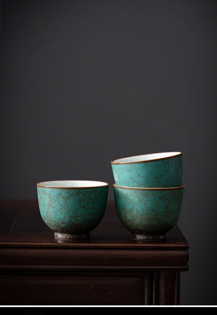 Filiżanka ceramiczna z turkusową glazurowaną powierzchnią, 45 ml, idealna do herbaty Kung Fu i picia napojów tradycyjnym stylem chińskim - Wianko - 19