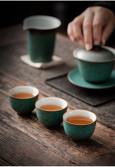Filiżanka ceramiczna z turkusową glazurowaną powierzchnią, 45 ml, idealna do herbaty Kung Fu i picia napojów tradycyjnym stylem chińskim - Wianko - 14