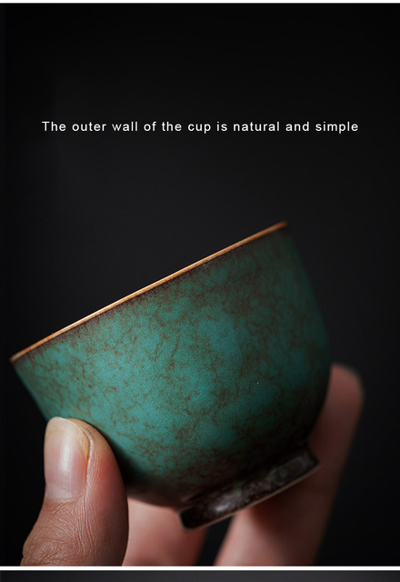 Filiżanka ceramiczna z turkusową glazurowaną powierzchnią, 45 ml, idealna do herbaty Kung Fu i picia napojów tradycyjnym stylem chińskim - Wianko - 18