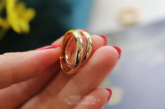 24K złote obrączki ślubne - oryginalne pierścionki wesele połyskujące, dla par - Wianko - 4