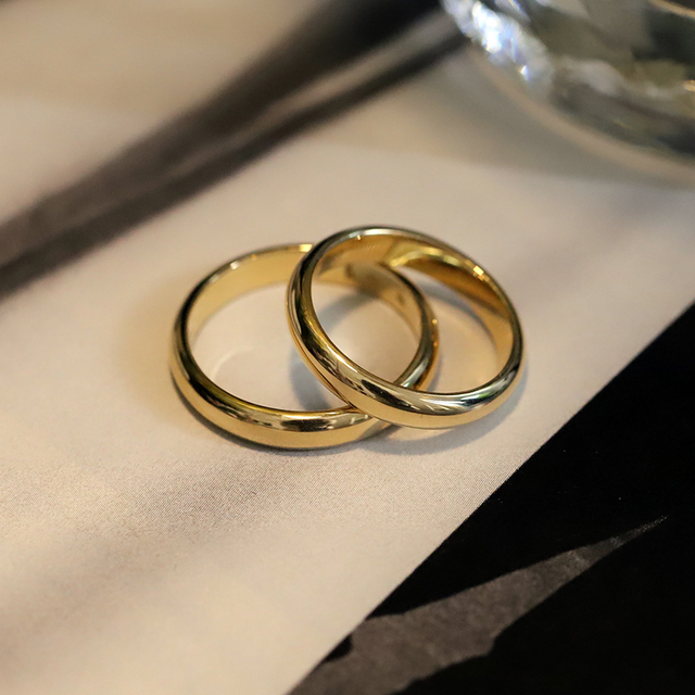 24K złote obrączki ślubne - oryginalne pierścionki wesele połyskujące, dla par - Wianko - 5