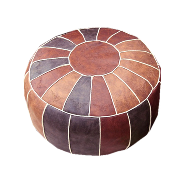 Marokański puf skórzany z haftem, sztuczna skóra, okrągły, 55cm - Wianko - 23