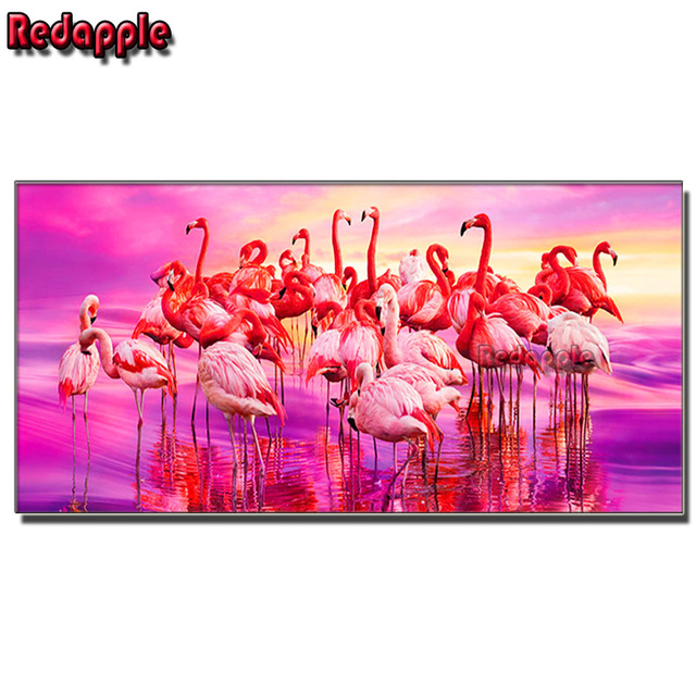Diamentowy obraz Diy 5D - Zwierzęta flamingo - Ścieg pełny - Kwadratowy/okrągły - Haft ręczny ze strasu - Wianko - 3