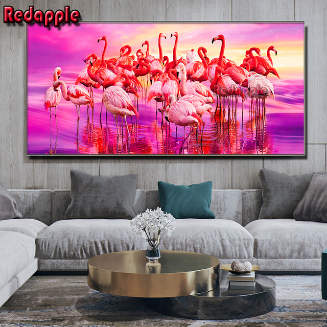 Diamentowy obraz Diy 5D - Zwierzęta flamingo - Ścieg pełny - Kwadratowy/okrągły - Haft ręczny ze strasu - Wianko - 2