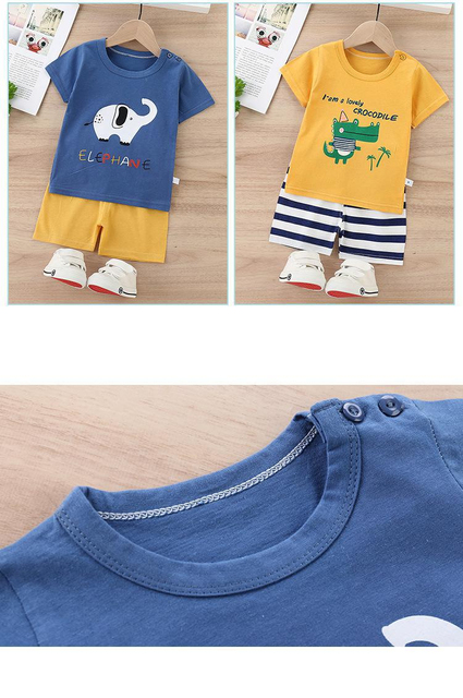 Nowa moda dla chłopców i dziewczynek 0-4 lata: zestaw letnich ubrań - koszulka z nadrukiem i spodenki, Cartoon T-shirt, 2 sztuki - Wianko - 3
