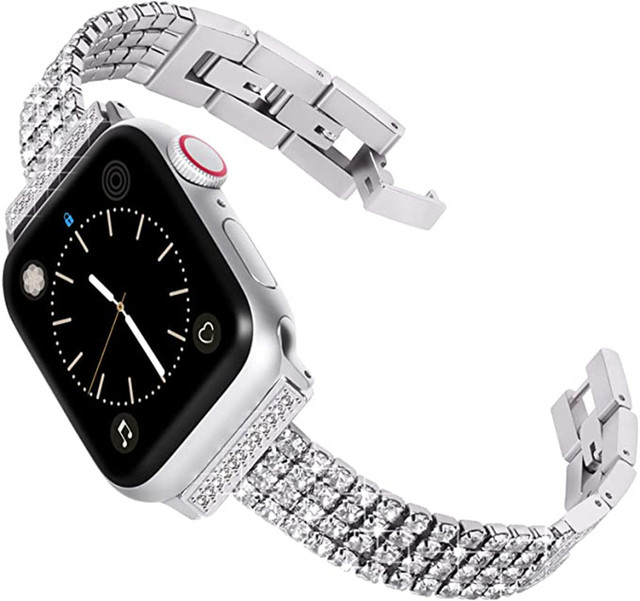 Kobiety diament stalowy pasek ze stali nierdzewnej do Apple Watch 6/4/3 - 42mm/38mm - biżuteria bransoletka iWatch SE/6/5 - 40mm/44mm - Wianko - 11
