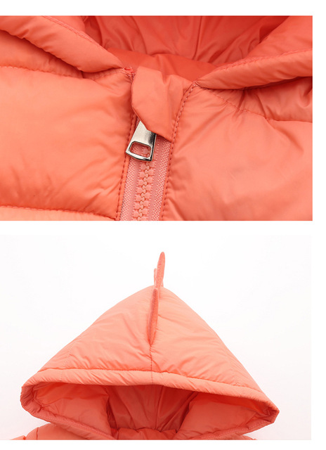 Zimowa ocieplana kurtka dla dzieci w kształcie dinozaura z kapturem, bawełniany płaszcz w kolorze cukierków - Overwear - Wianko - 6