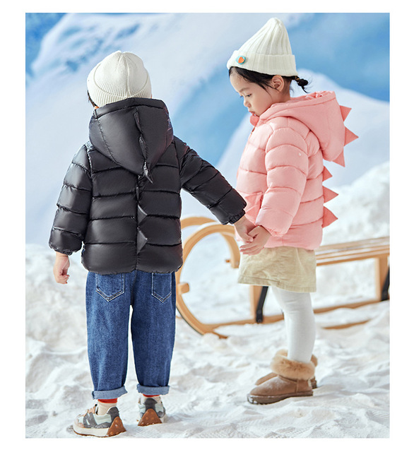 Zimowa ocieplana kurtka dla dzieci w kształcie dinozaura z kapturem, bawełniany płaszcz w kolorze cukierków - Overwear - Wianko - 13