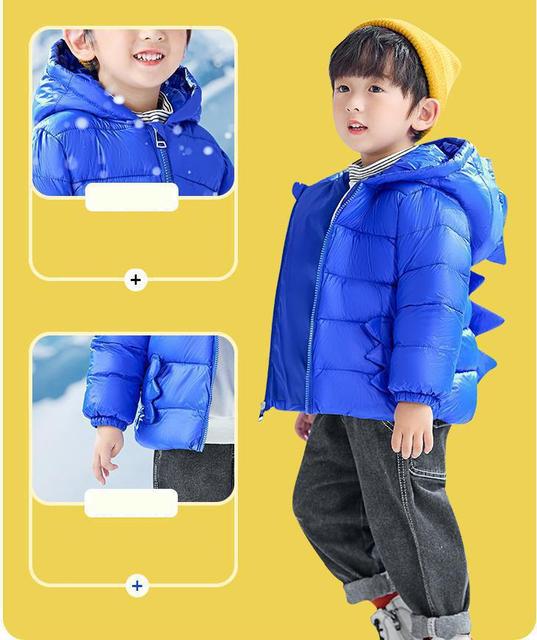 Zimowa ocieplana kurtka dla dzieci w kształcie dinozaura z kapturem, bawełniany płaszcz w kolorze cukierków - Overwear - Wianko - 5