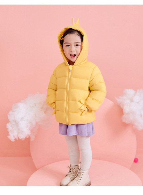Zimowa ocieplana kurtka dla dzieci w kształcie dinozaura z kapturem, bawełniany płaszcz w kolorze cukierków - Overwear - Wianko - 18