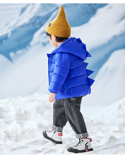 Zimowa ocieplana kurtka dla dzieci w kształcie dinozaura z kapturem, bawełniany płaszcz w kolorze cukierków - Overwear - Wianko - 16