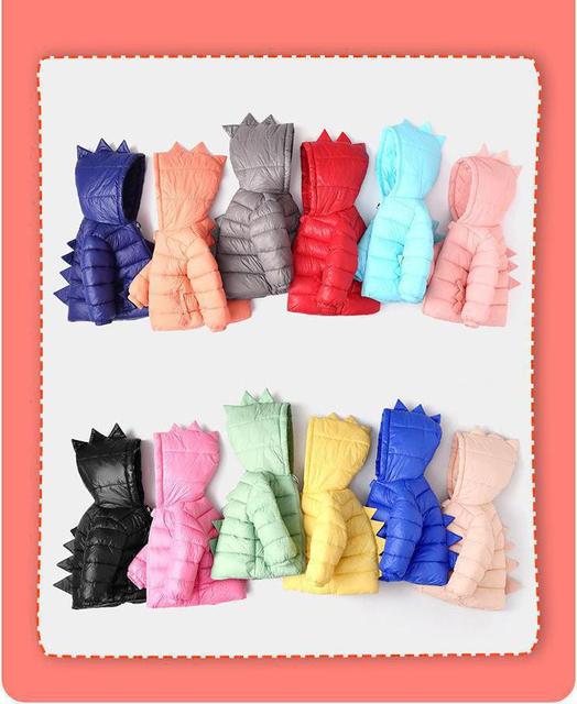 Zimowa ocieplana kurtka dla dzieci w kształcie dinozaura z kapturem, bawełniany płaszcz w kolorze cukierków - Overwear - Wianko - 10