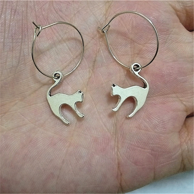 Kolczyki Cat Hoop 20mm - Pussy, Dainty, zwierzęce, minimalistyczne - Wianko - 5