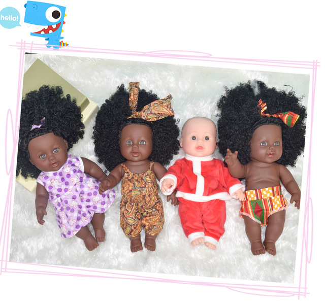 Czarna lalka afro 30cm reborn - pełna silikonowa żywe zabawki dla dziewczyn - Wianko - 14