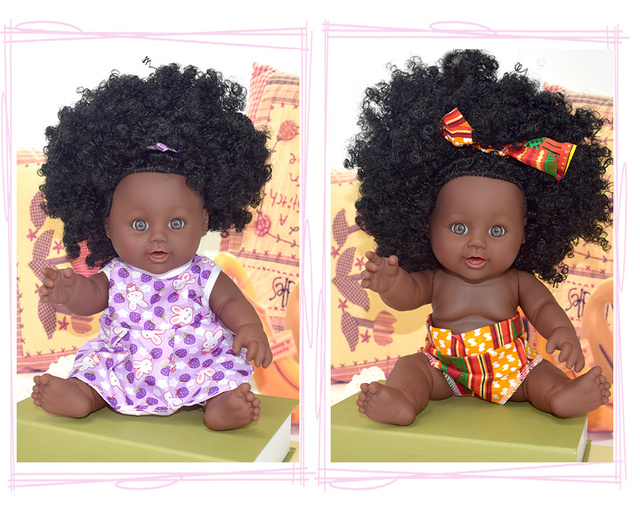 Czarna lalka afro 30cm reborn - pełna silikonowa żywe zabawki dla dziewczyn - Wianko - 21