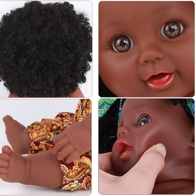 Czarna lalka afro 30cm reborn - pełna silikonowa żywe zabawki dla dziewczyn - Wianko - 5