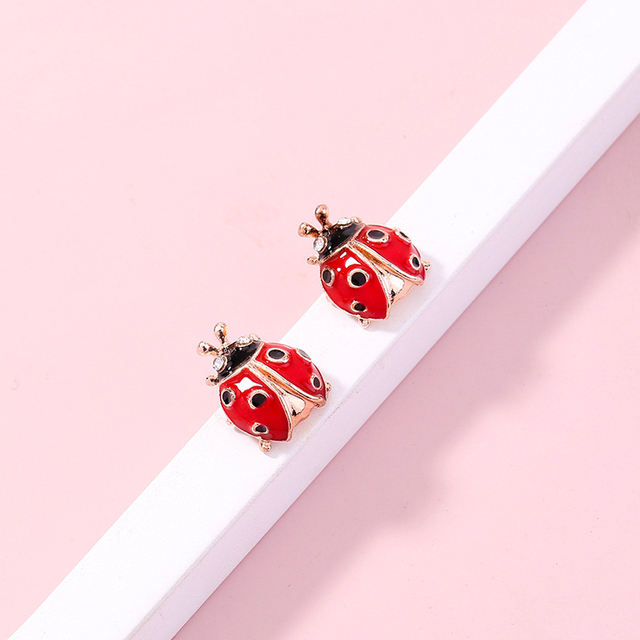 Kolczyki Rhinestone Beetle - Moda śliczne biedronka stadniny dla kobiety, dziewczyny, imprezy, Cosplay, prezent, biżuteria Anime - Wianko - 2