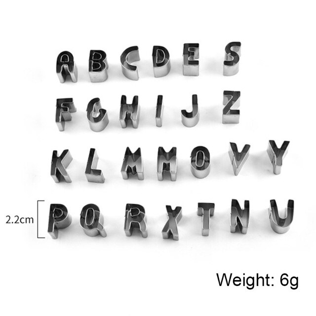 Forma do wykrawania ciastek A-Z, 26 sztuk, duży rozmiar, kształt alfabetu, ze stali nierdzewnej, DIY - Wianko - 2