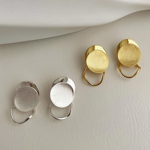 Złote kolczyki z zapięciem typu sztyft, jesień koreański, prosty, geometryczny i nieregularny kształt, metalowa biżuteria dla kobiet AOMU S925 - Wianko - 13