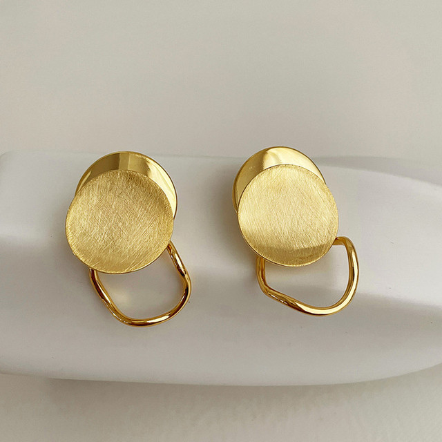 Złote kolczyki z zapięciem typu sztyft, jesień koreański, prosty, geometryczny i nieregularny kształt, metalowa biżuteria dla kobiet AOMU S925 - Wianko - 5
