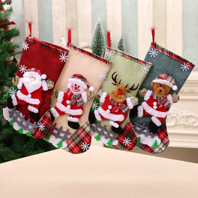 Tytuł produktu: Świąteczne skarpety z niedźwiedziem drukowanym, bałwankiem, świętym Mikołajem i łosiem - Wianko - 1