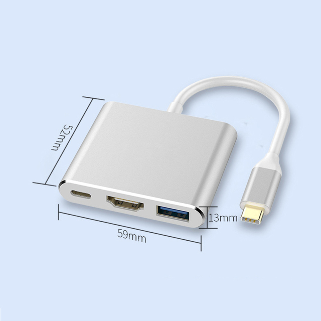 Adapter USB C na HDMI 4K + USB 3.0 + Port ładowania USB-C dla MacBook Pro/iPad Pro/S8+/S9+/projektor - Huby USB - Wianko - 8