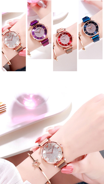 Zegarek damski Tephea Top marka luksusowy, kwarcowy, analogowy, z paskiem skórzanym - fioletowy z czerwonym przyciskiem rhinestone 2021 - Wianko - 3