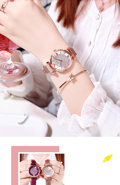 Zegarek damski Tephea Top marka luksusowy, kwarcowy, analogowy, z paskiem skórzanym - fioletowy z czerwonym przyciskiem rhinestone 2021 - Wianko - 1