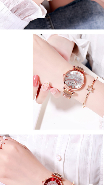 Zegarek damski Tephea Top marka luksusowy, kwarcowy, analogowy, z paskiem skórzanym - fioletowy z czerwonym przyciskiem rhinestone 2021 - Wianko - 4