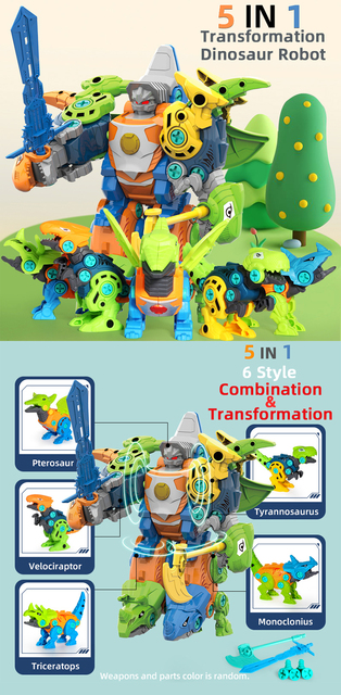 Zestaw 5 w 1 do skręcania 3D DIY Dinozaury - zabawki edukacyjne dla dzieci - Wianko - 6