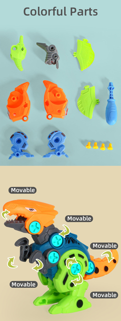 Zestaw 5 w 1 do skręcania 3D DIY Dinozaury - zabawki edukacyjne dla dzieci - Wianko - 4
