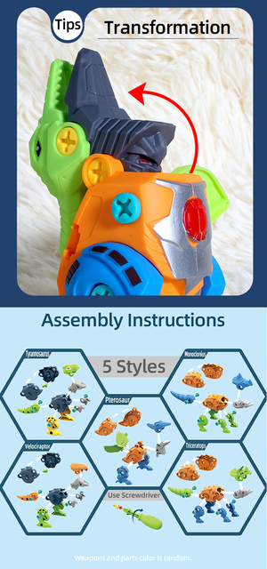 Zestaw 5 w 1 do skręcania 3D DIY Dinozaury - zabawki edukacyjne dla dzieci - Wianko - 5