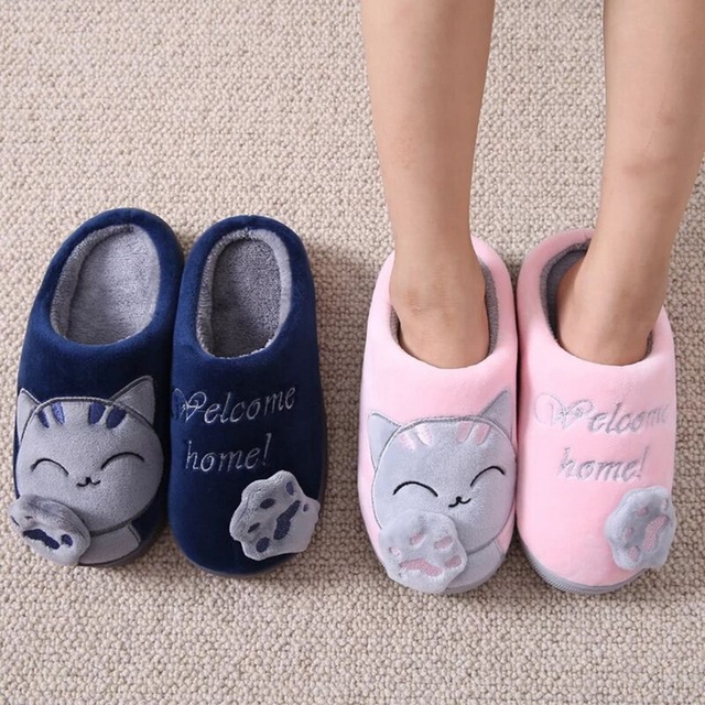 Unisex zamszowe pantofle domowe z miękkim dnem kot kreskówkowy - antypoślizgowe, ciepłe, zimowe pantofle - Wianko - 6