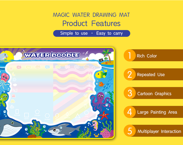 Wielokrotnego użytku kolorowanka wodna z planszą Doodle i pisakiem Magic Pen - Wianko - 3