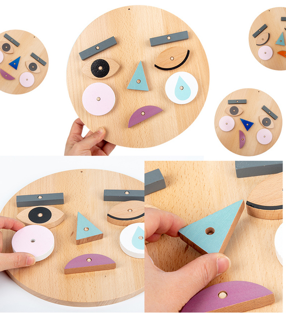 Montessori Expression Emotion Game - drewniane bloczki zabawki edukacyjne dla dzieci 3+ - Wianko - 8