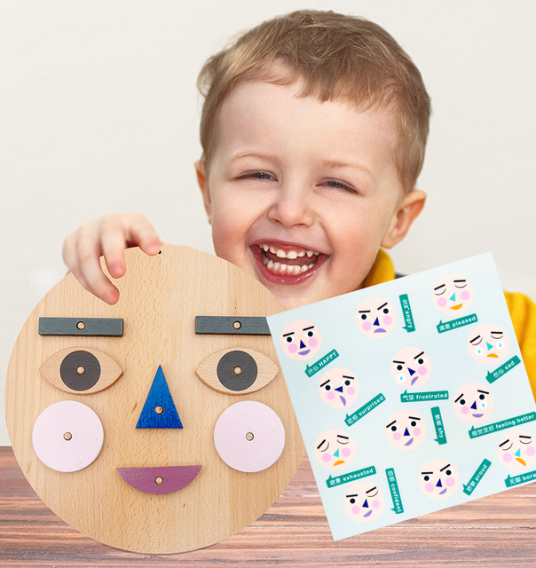 Montessori Expression Emotion Game - drewniane bloczki zabawki edukacyjne dla dzieci 3+ - Wianko - 1