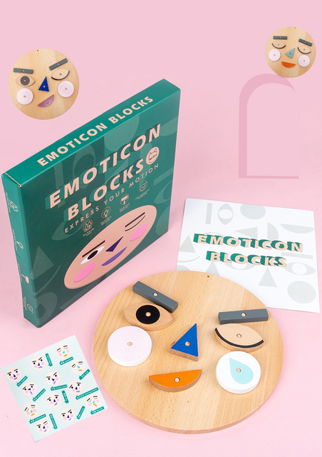 Montessori Expression Emotion Game - drewniane bloczki zabawki edukacyjne dla dzieci 3+ - Wianko - 3