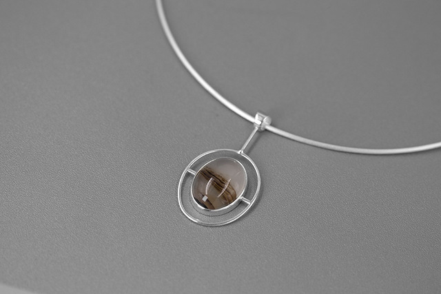 INATURE - Naturalny wisiorek ze srebrnym łańcuszkiem Choker, wykonany z kamienia agat, 925 Sterling, biżuteria prezent - Wianko - 2