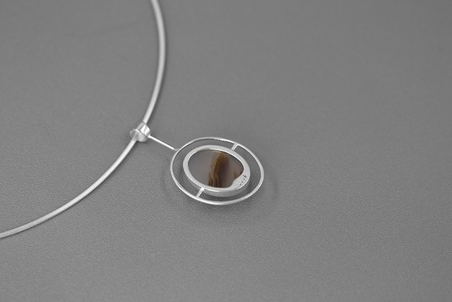 INATURE - Naturalny wisiorek ze srebrnym łańcuszkiem Choker, wykonany z kamienia agat, 925 Sterling, biżuteria prezent - Wianko - 4