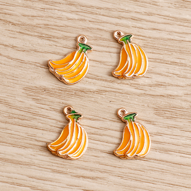 Partia 10 sztuk emaliowanych charmsów na kolczyki, zawieszki na naszyjniki, owoce - truskawka, ananas, banan, pomarańczowy - handmade do tworzenia biżuterii - Wianko - 38