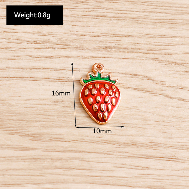 Partia 10 sztuk emaliowanych charmsów na kolczyki, zawieszki na naszyjniki, owoce - truskawka, ananas, banan, pomarańczowy - handmade do tworzenia biżuterii - Wianko - 23