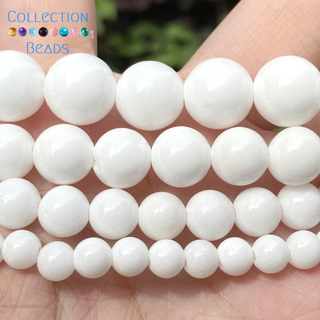 Naturalny kamień biały Angelite Jades - kamienie dystansowe 6/8/10/12mm, luźne koraliki do tworzenia biżuterii - zestaw 15 - Wianko - 2