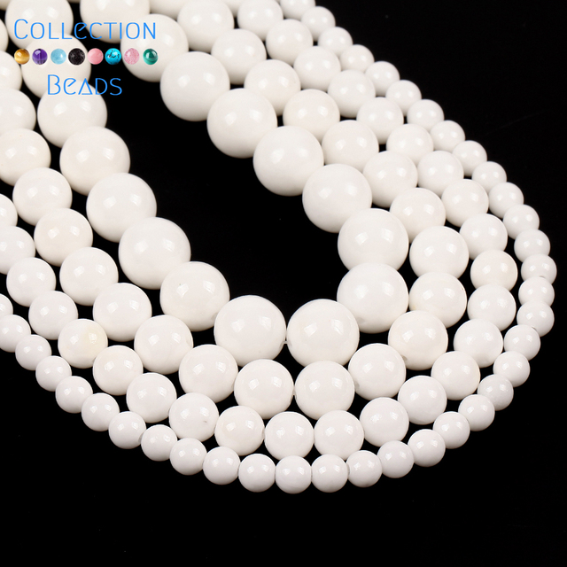 Naturalny kamień biały Angelite Jades - kamienie dystansowe 6/8/10/12mm, luźne koraliki do tworzenia biżuterii - zestaw 15 - Wianko - 3